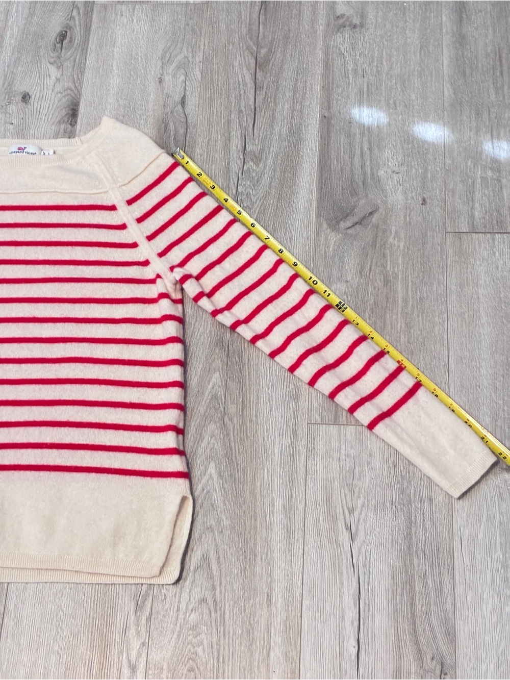 Vineyard Vines Wool Cashmere Striped Sweater Ivory Raspberry Pink Size Small - Picture 8 of 10